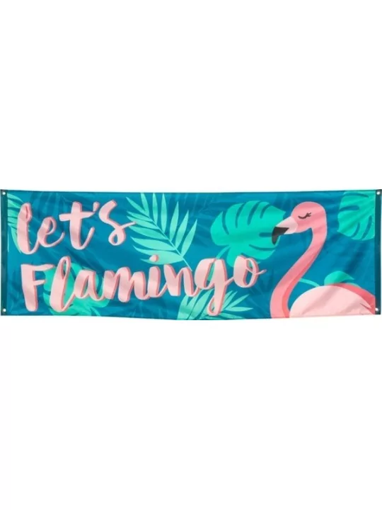 Bannière en polyester -Let-s flamingo- 74x220cm Déco Salle