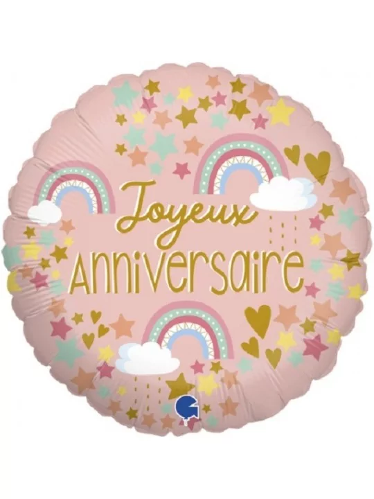 Folienballon 38cm -Joyeux Anniversaire- Boho Folienballons