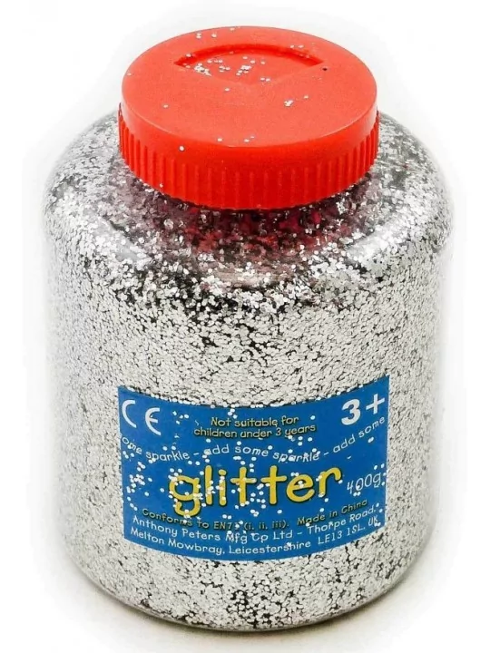 Grosse Flasche Glimmer Glitter 400gr silber Aufblasgeräte und Zubehör