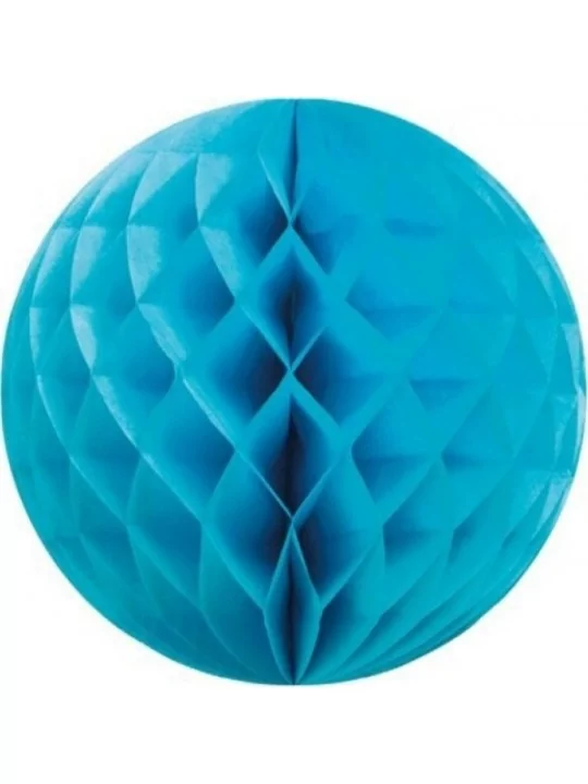 Boule papier alvéolé Ø30cm bleu Déco Salle