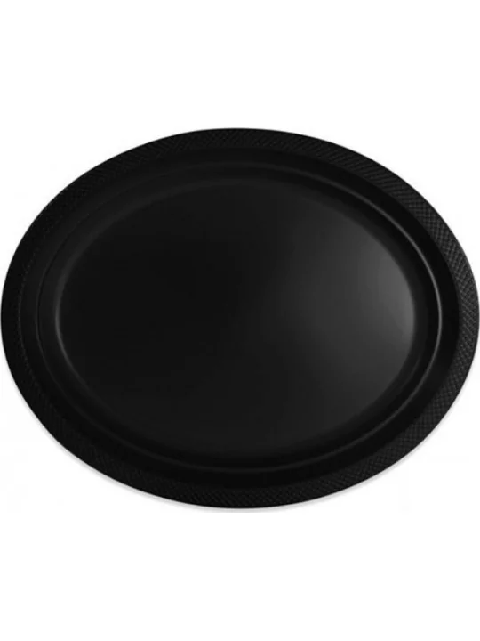 10 Plats ovales plastique 31x24.5cm noir Art de la table