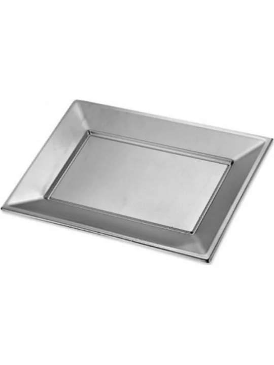 2 Plateau rectangulaire 33x22,5cm réutilisable argent Art de la table