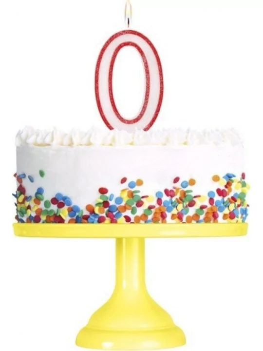 Grande bougie Pailletée bord rouge 15.5cm -0- Cake-Art & Bougies