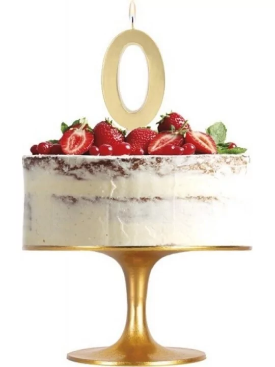 Grande Bougie Chiffre 15cm or -0- Cake-Art & Bougies