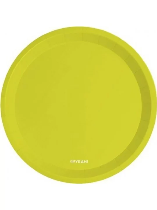 8 Assiettes carton Ø20cm jaune fluo Art de la table