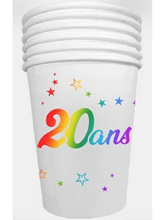 6 Gobelets carton 25cl métal coloris -20 ans- Art de la table