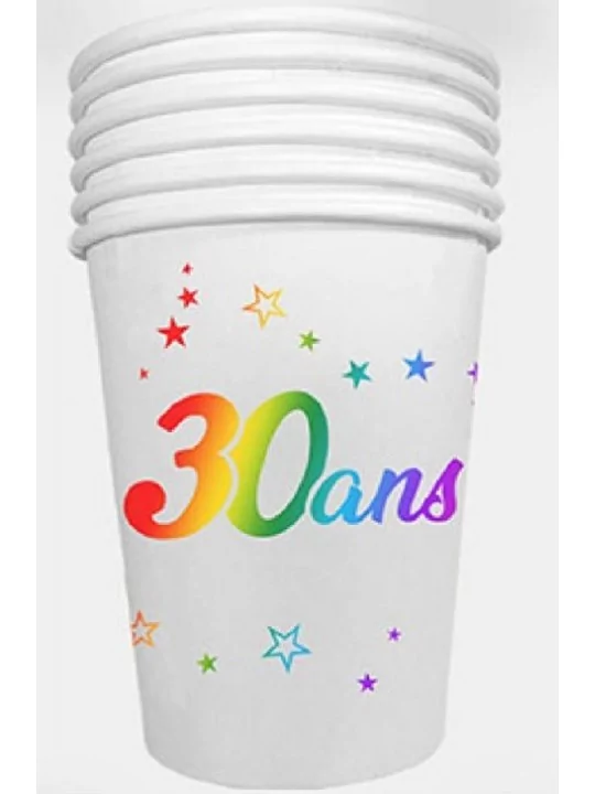 6 Gobelets carton 25cl métal coloris -30 ans- Vaisselles & Serviettes