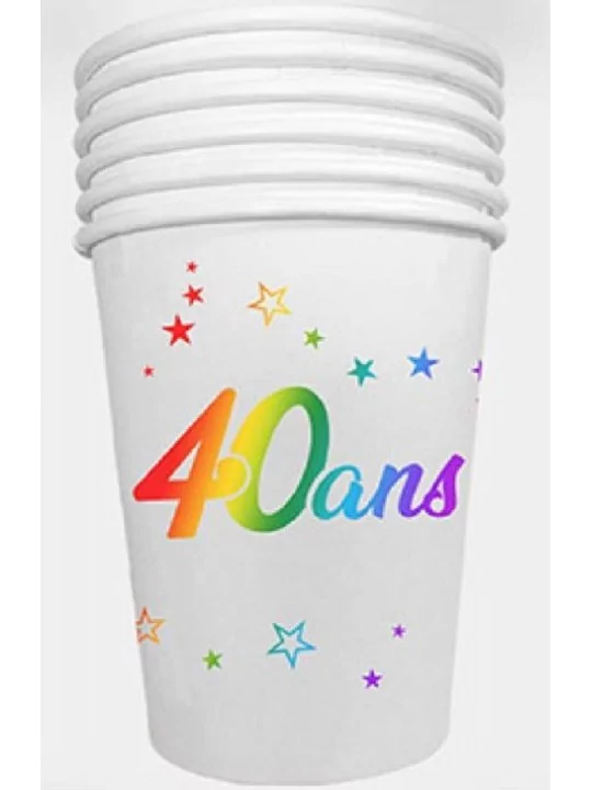 6 Gobelets carton 25cl métal coloris -40 ans- Art de la table