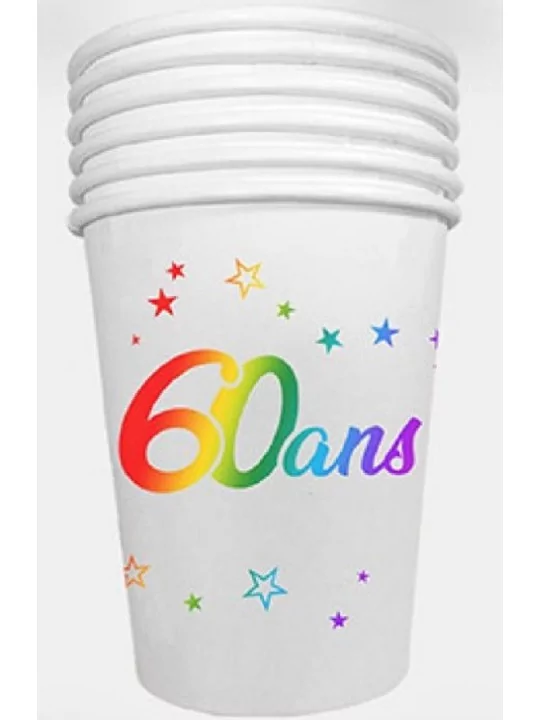 6 Gobelets carton 25cl métal coloris -60 ans- Art de la table