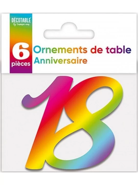 6 Découpes 7cm 18 ans métallisé coloris Art de la table