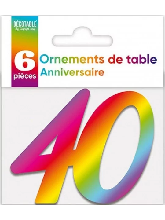 6 Découpes 7cm 40 ans métallisé coloris Art de la table