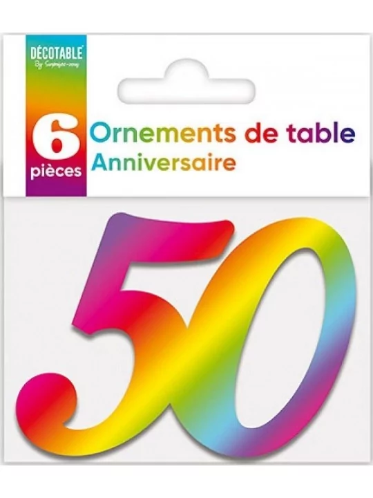 6 Découpes 7cm 50 ans métallisé coloris Art de la table