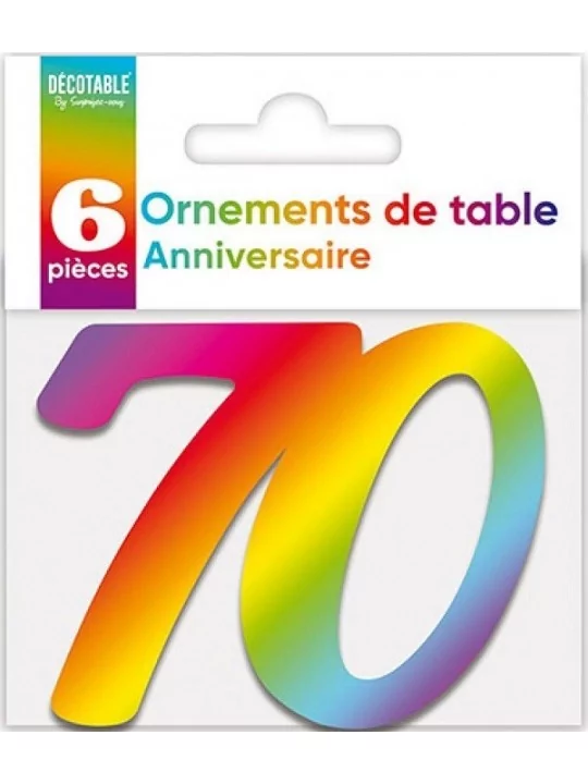 6 Découpes 7cm 70 ans métallisé coloris Art de la table