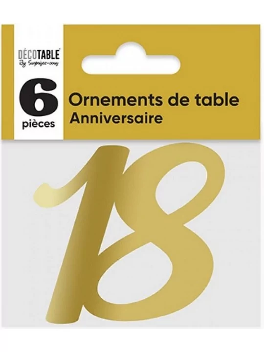 6 Découpes 7cm 18 ans métallisé or Art de la table