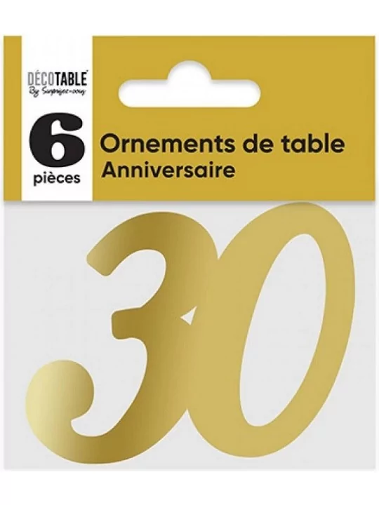 6 Découpes 7cm 30 ans métallisé or Art de la table