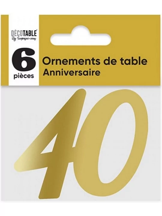 6 Découpes 7cm 40 ans métallisé or Art de la table