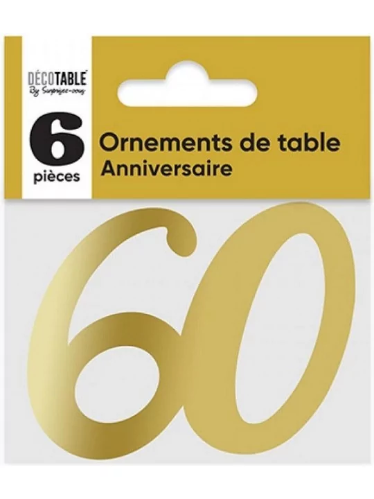 6 Découpes 7cm 60 ans métallisé or Art de la table