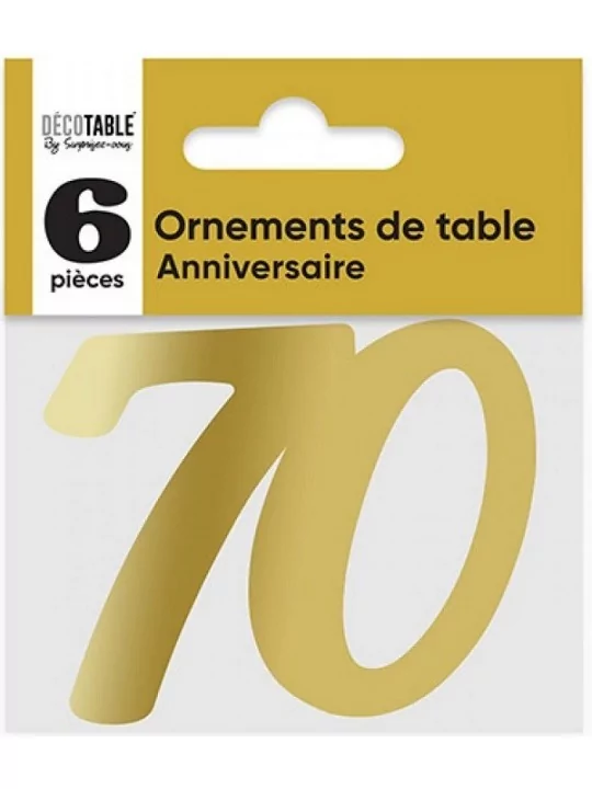 6 Découpes 7cm 70 ans métallisé or Art de la table