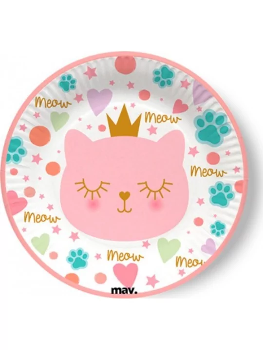 8 Pappteller 18cm Cat Princesse Gedeckter Tisch