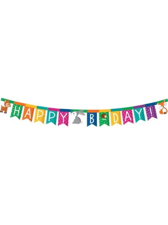 Banner Karton -Happy Birthday- Woodland 2m Girlanden