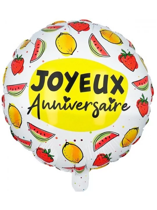 Folienballon 38cm -Joyeux Anniversaire- Früchte Summer time