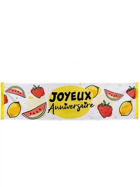 Stoff-Banner Fruits -Joyeux Anniversaire- 50x180cm Saal Deko