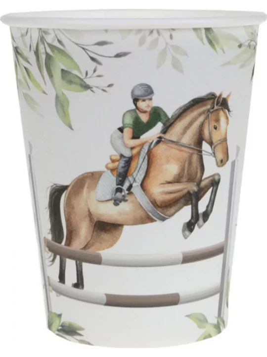 10 Becher Reiten 27cl Geschirr und Servietten