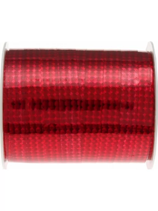 25m Bolduc hologramme métallisé 10mm Rouge Déco Salle