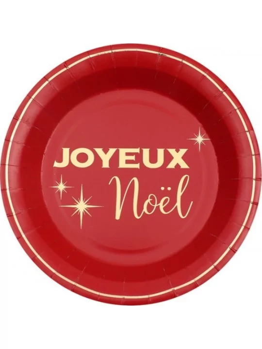 10 Assiettes Noël Chic 22cm Rouge Art de la table