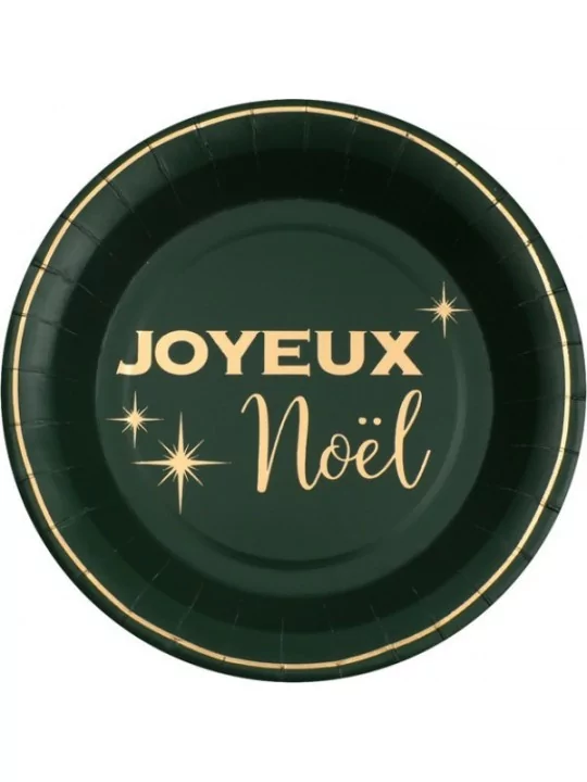 10 Assiettes Noël Chic 22cm Vert Art de la table