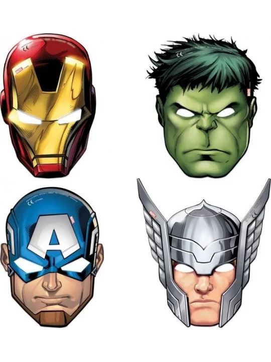 6 Masques en carton Avengers Articles de fêtes