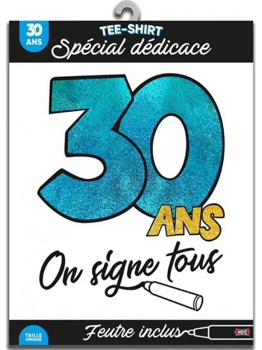 T-Shirt à dédicacer adulte noir 30 ans- Articles de fêtes