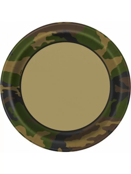 Military Camo Round 9" Dinner Plates, 8ct Vaisselles & Serviettes