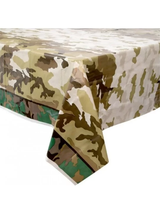 Military Camo Rectangular Plastic Table Cover, 54" x 84" Art de la table