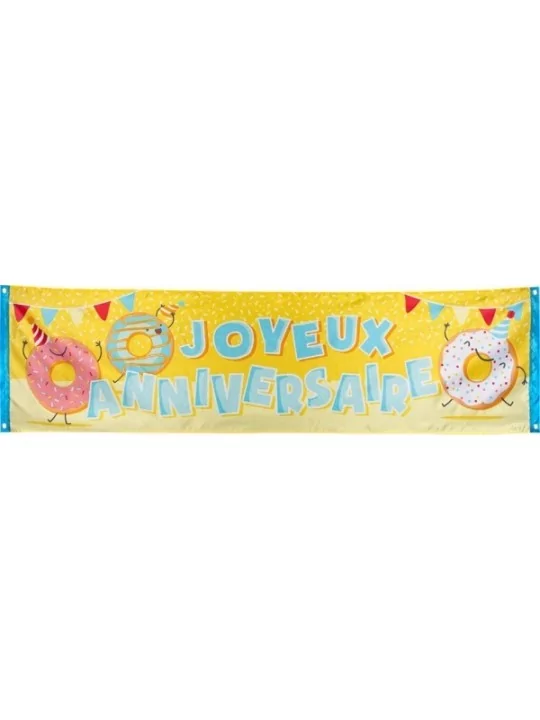 Stoff-Banner Donut -Joyeux Anniversaire- 50x180cm Saal Deko