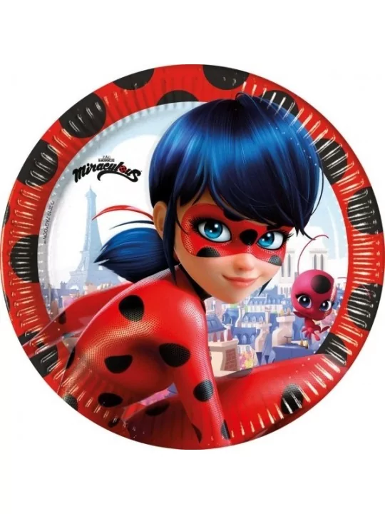 8 Assiettes carton 23cm Miraculous Ladybug Art de la table