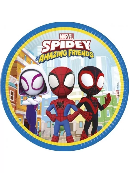 8 Pappteller 23cm Spidey & Friends Gedeckter Tisch