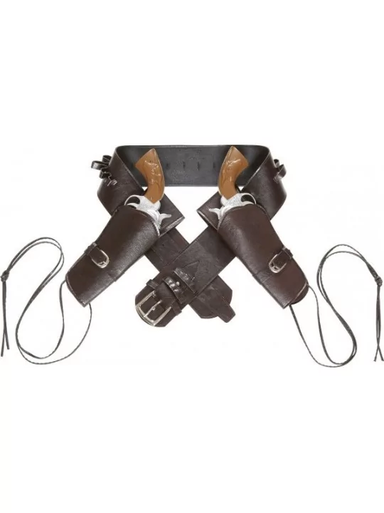 Double Holster & Ceinture Western simili brun Imitations