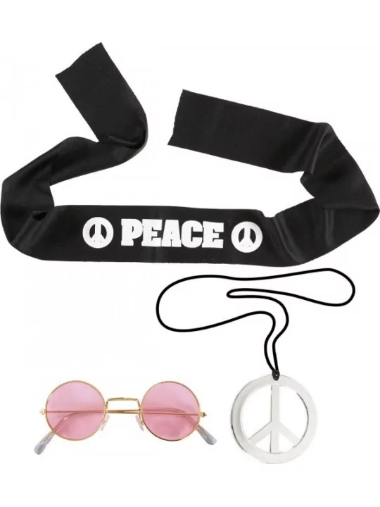 Set Hippie Bandeau, Lunettes, Collier Déguisements