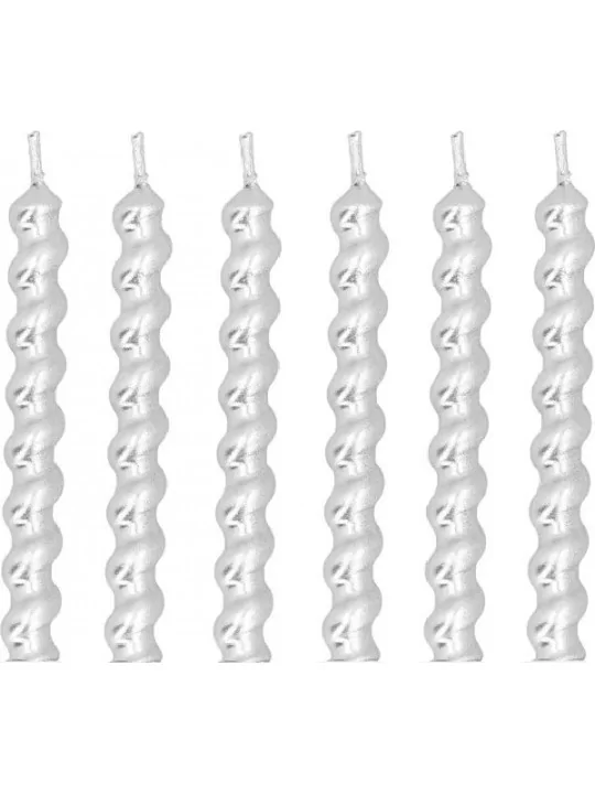 6 Bougies Spirales argent 8cm Cake-Art & Bougies