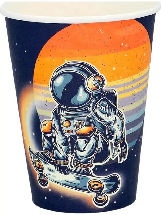 8 Pappbecher 21cl Space Surfer Geschirr und Servietten