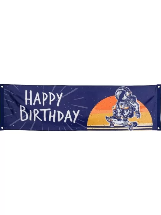 Space Surfer Banner -Happy Birthday- Saal Deko