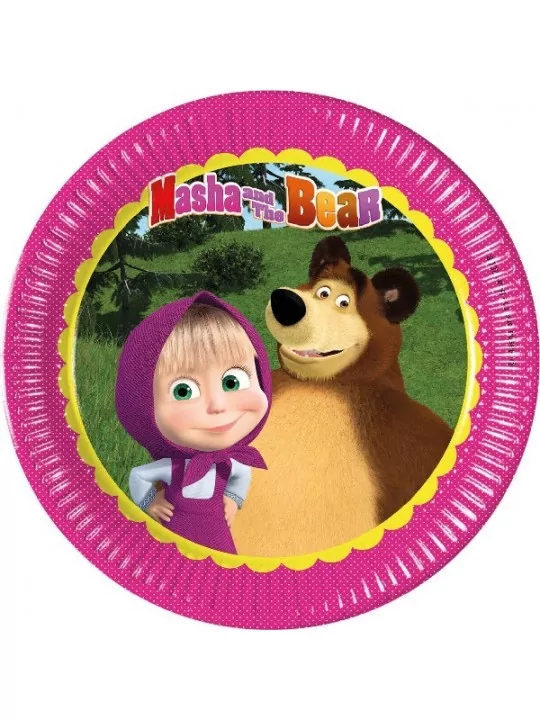 8 Assiettes carton 23cm Masha And The Bear Art de la table