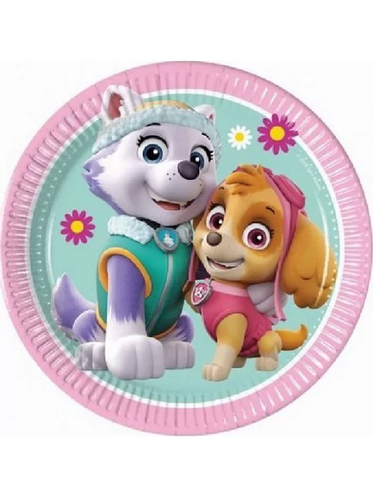 8 Pappteller 20cm Paw Patrol Skye & Everest Gedeckter Tisch