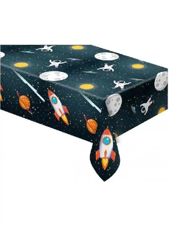 Tischdecke aus Plastik 120x180cm Space Rocket Gedeckter Tisch