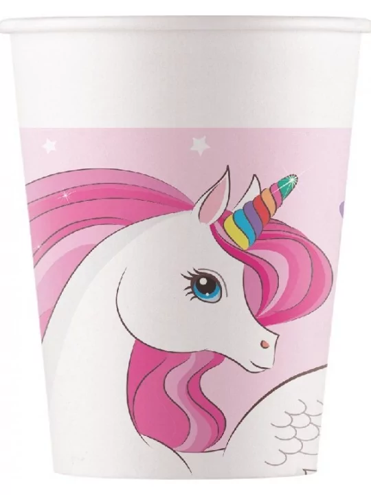 8 Pappbecher 20cl Unicorn Rainbow Colors Geschirr und Servietten