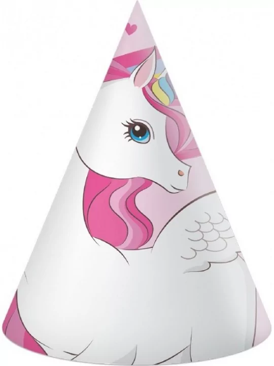 6 Partyhut Unicorn Rainbow Colors Festartikel