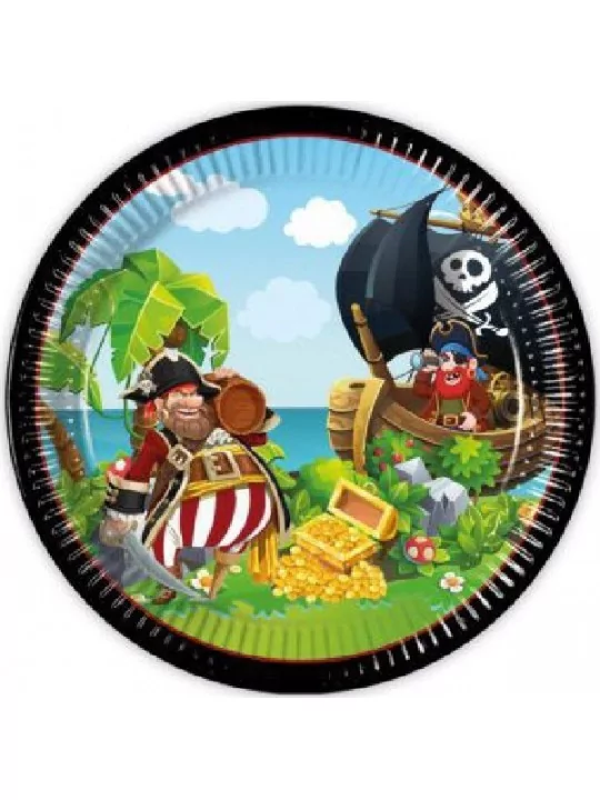 8 Assiettes carton 23cm Pirates Island Art de la table