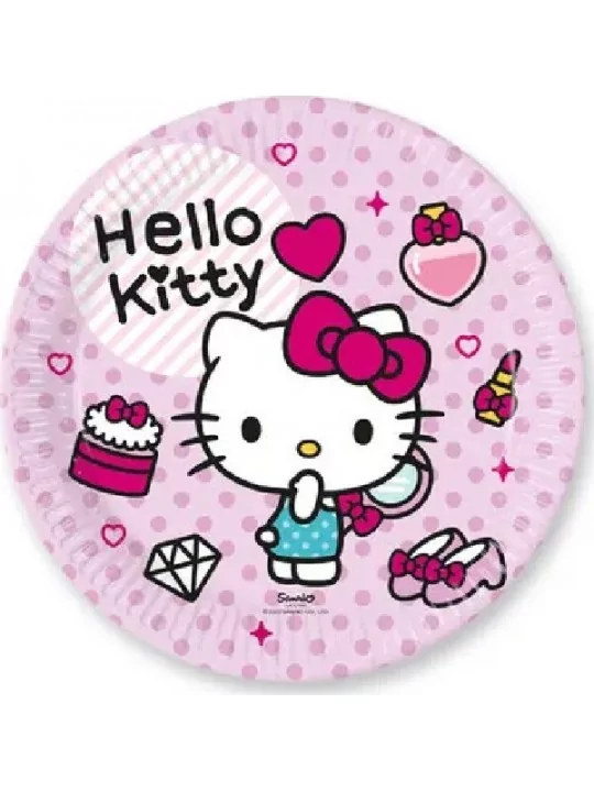 8 Assiettes carton 23cm Hello Kitty Fashion Stylish Art de la table