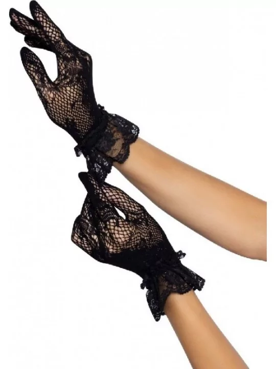 Gants en Dentelle Extensible Fleurie Noir Accessoires Costumes